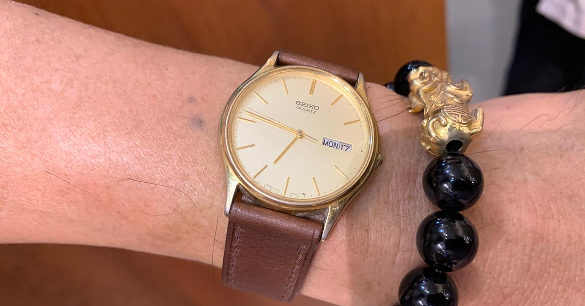 thay dây đồng hồ da seiko màu nâu