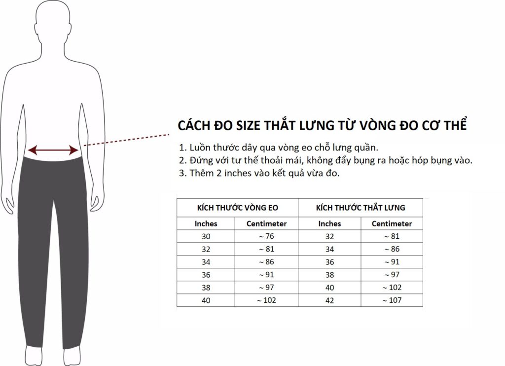 đo thắt lưng từ vòng đo cơ thể