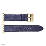 Apple Watch Strap 41mm 40mm 38mm Premium EPSOM Calf Leather Navy Blue - Image 5