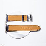 Apple Watch Strap 49mm 45mm 44mm Premium Epsom Calf Leather in Navy Blue - Image 3