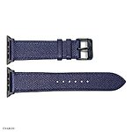 Apple Watch Strap 49mm 45mm 44mm Premium Epsom Calf Leather in Navy Blue - Image 4