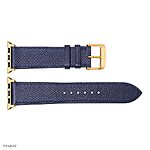 Apple Watch Strap 49mm 45mm 44mm Premium Epsom Calf Leather in Navy Blue - Image 5