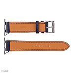 Apple Watch Band 49mm 45mm 44mm Leather in Navy Blue, Classic Style - Image 3