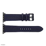 Apple Watch Band 49mm 45mm 44mm Leather in Navy Blue, Classic Style - Image 4