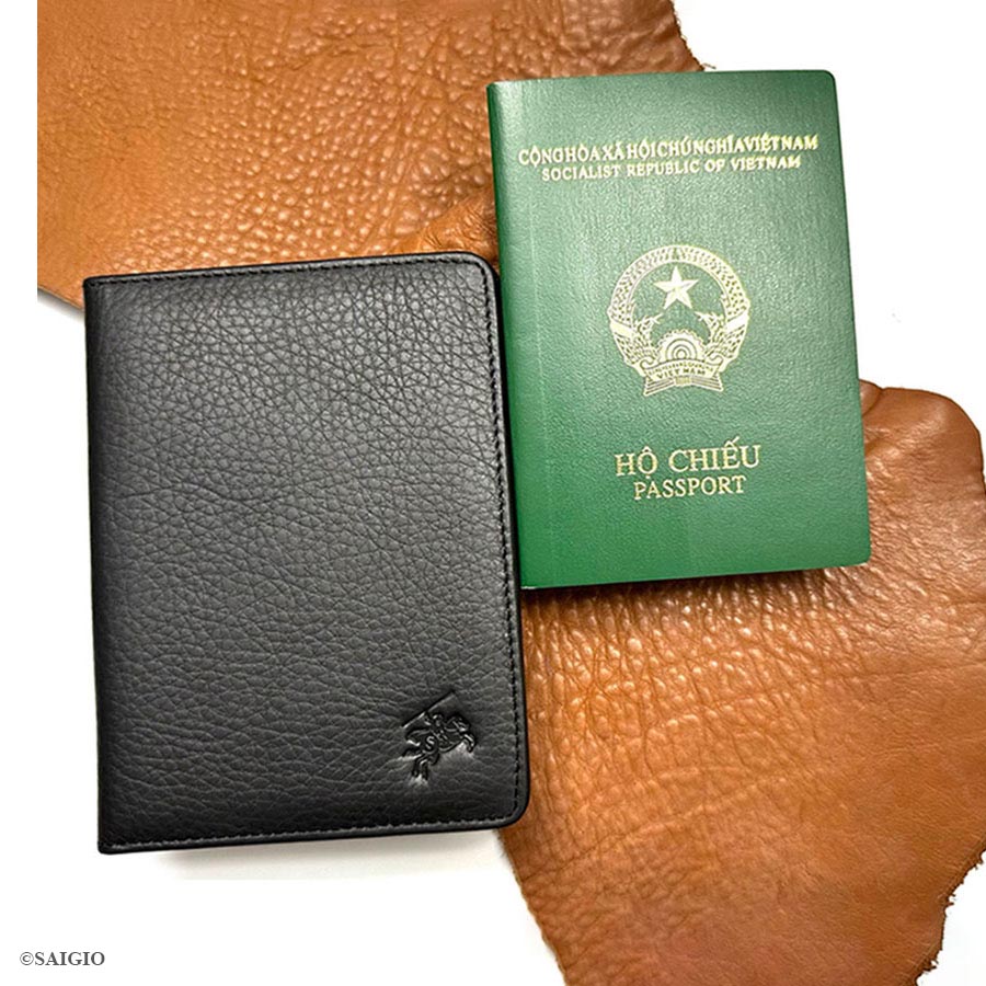 Ví Đựng Passport Da Bò GENTLE Mềm Mại Màu Đen - vi dung passport gentle da bo mau den 1a -