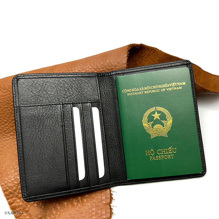 Ví Đựng Passport Da Bò GENTLE Mềm Mại Màu Đen - vi dung passport gentle da bo mau den 2a -