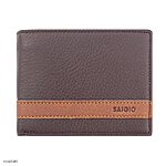 Men's Soft Leather Stripe Wallet in Brown, Large Size