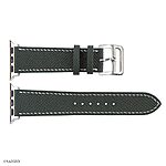 Apple Watch Band 41mm 40mm 38mm Premium Epsom Calf Leather in Midnight Green with White Stitching