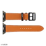 Apple Watch Band 41mm 40mm 38mm Premium Epsom Calf Leather in Midnight Green with White Stitching - Image 5