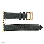 Apple Watch Band 41mm 40mm 38mm Premium Epsom Calf Leather in Midnight Green with White Stitching - Image 6