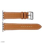Apple Watch Strap 41mm 40mm 38mm Premium Epsom Calf Leather, Yellow with White Stitching