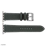 Apple Watch Band 49mm 45mm 44mm Premium Epsom Calf Leather in Midnight Green with White Stitching
