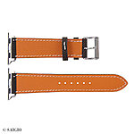 Apple Watch Band 49mm 45mm 44mm Premium Epsom Calf Leather in Midnight Green with White Stitching - Image 3