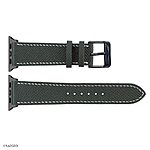 Apple Watch Band 49mm 45mm 44mm Premium Epsom Calf Leather in Midnight Green with White Stitching - Image 4
