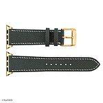 Apple Watch Band 49mm 45mm 44mm Premium Epsom Calf Leather in Midnight Green with White Stitching - Image 6