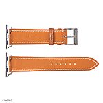 Apple Watch Strap 49mm 45mm 44mm Premium EPSOM Calfskin in Yellow with White Stitching - Image 3