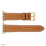 Apple Watch Strap 49mm 45mm 44mm Premium EPSOM Calfskin in Yellow with White Stitching - Image 6
