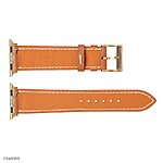 Apple Watch Strap 49mm 45mm 44mm Premium EPSOM Calfskin in Yellow with White Stitching - Image 7