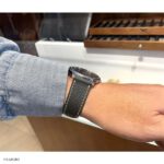 Premium Epsom Calf Leather Watch Strap in Midnight Green – Slim Flat Design with White Stitching, 22mm - Image 5