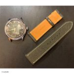 Premium Epsom Calf Leather Watch Strap in Midnight Green – Slim Flat Design with White Stitching, 22mm - Image 4