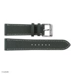 Premium Epsom Calf Leather Watch Strap in Midnight Green – Slim Flat Design with White Stitching, 22mm