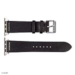 Apple Watch Band 49mm 45mm 44mm Black Leather Vintage Thread