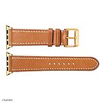 Apple Watch Band 49mm 45mm 44mm Yellow Cow Leather Classic Style with White Stitching - Image 6