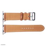 Apple Watch Band 41mm 40mm 38mm, Yellow Cow Leather Classic Style with White Stitching - Image 3