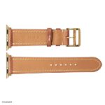 Apple Watch Band 41mm 40mm 38mm, Yellow Cow Leather Classic Style with White Stitching - Image 7