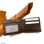 Men's Soft Leather Stripe Wallet in Brown, Large Size - Image 2
