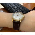 Brown Leather Watch Strap, Classic Flat Slim Style with White Stitching, 20mm - Image 3