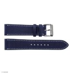 Navy Blue Leather Watch Strap, Classic Flat Slim, White Stitching, 20mm