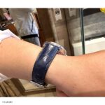 TOPHILL Navy Blue Crocodile Leather Watch Strap in Classic Style - Image 5
