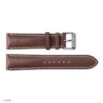 Classic Brown Leather Watch Strap with White Stitching 18mm