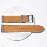 High-End Calfskin Epsom Leather Watch Strap in Smoky Grey – Flat, Thin, 18mm - Image 2