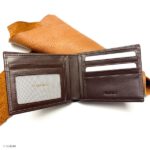Men's NAPA Cowhide Wallet with Smooth Grain, Plaid Print in Brown, Large Size - Image 2