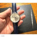 TOPHILL Navy Blue Crocodile Leather Watch Strap in Classic Style - Image 4