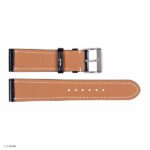 Black Leather Watch Strap – Classic Slim Style with White Stitching, 22mm - Image 5