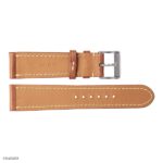 Yellow Cow Leather Watch Strap, Classic Thin & Flat with White Stitching, Size 22mm - Image 2