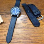 Premium Epsom Calf Leather Watch Strap in Navy Blue, Flat Thin, 22mm - Image 5