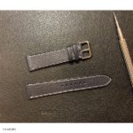 Navy Blue Leather Watch Strap, Classic Flat Slim, White Stitching, 20mm - Image 3