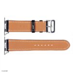 Apple Watch Band 41mm 40mm 38mm Black Leather Classic with White Stitching - Image 3
