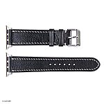 Apple Watch Band 49mm 45mm 44mm – Black Leather Classic with White Stitching