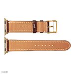 Apple Watch Strap 49mm 45mm 44mm – Classic Brown Leather with White Stitching - Image 5