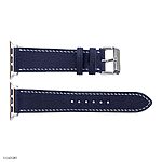 Apple Watch Leather Band 49mm 45mm 44mm in Navy Blue with White Stitching Classic Style