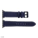 Apple Watch Leather Band 49mm 45mm 44mm in Navy Blue with White Stitching Classic Style - Image 4