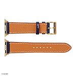 Apple Watch Leather Band 49mm 45mm 44mm in Navy Blue with White Stitching Classic Style - Image 7