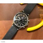 Vintage Style Black Leather Watch Strap 22mm - Image 5