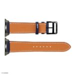 Apple Watch Band 41mm/40mm/38mm – Navy Blue Leather, Classic Style with White Stitching - Image 5