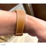 Premium Epsom Cow Leather Watch Strap in Bull Yellow, Slim Flat Style with White Stitching, Size 22mm - Image 4